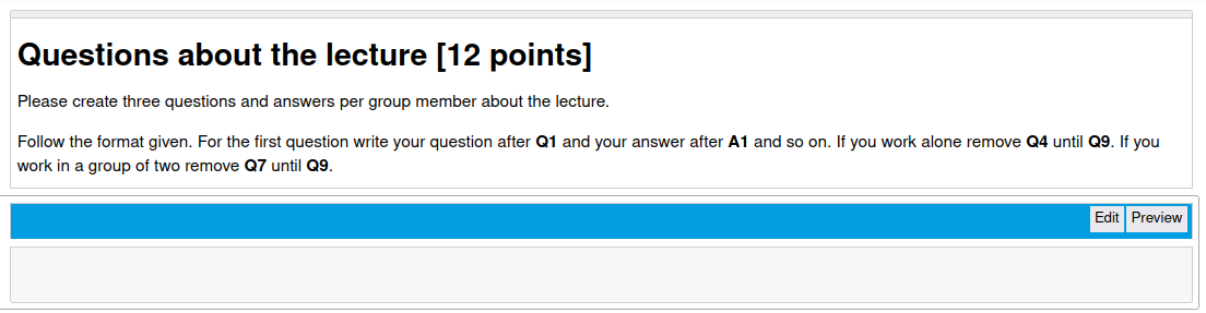 Assignment toolbar